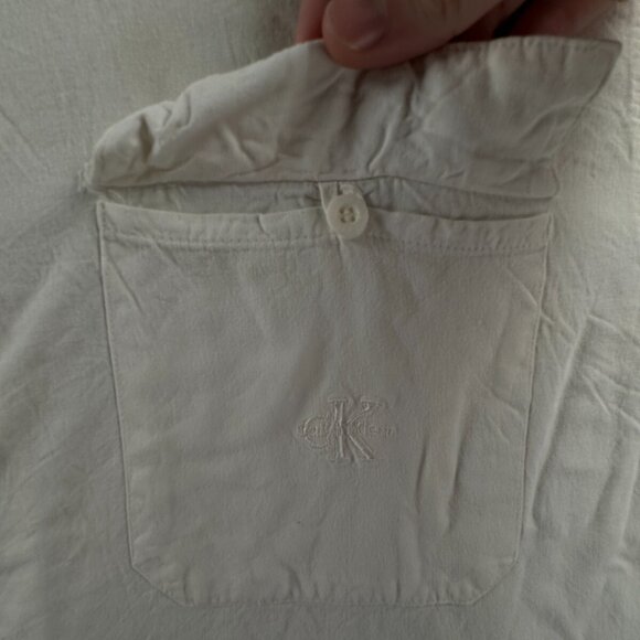 Calvin Klein Long Sleeve Button Up Shirt Men Size 100 (XL) Ivory Soft Viscose ** - Picture 8 of 16